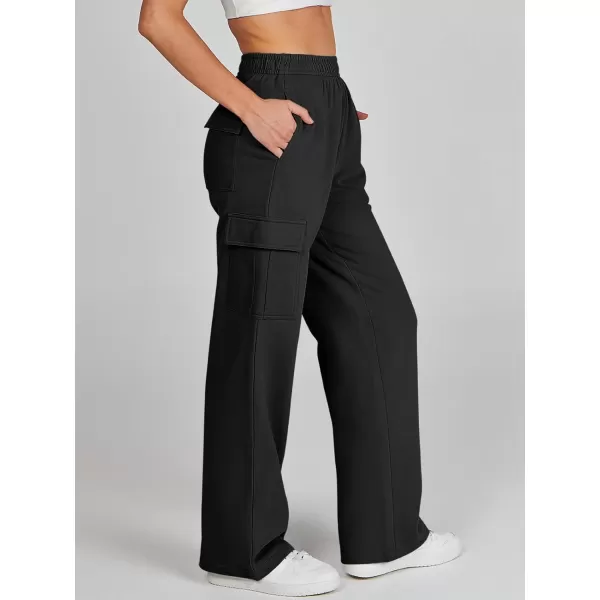 imageANRABESS Womens Cargo Sweatpants Casual Baggy Fleece High Waisted Athletic Lounge PantsBlack