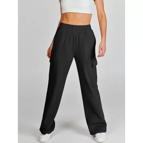 imageANRABESS Womens Cargo Sweatpants Casual Baggy Fleece High Waisted Athletic Lounge PantsBlack