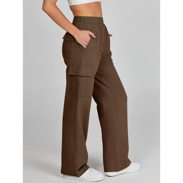 imageANRABESS Womens Cargo Sweatpants Casual Baggy Fleece High Waisted Athletic Lounge PantsBrown
