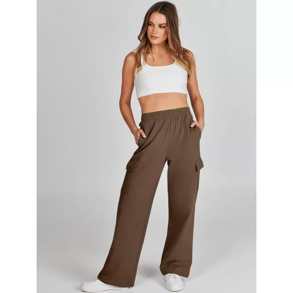 imageANRABESS Womens Cargo Sweatpants Casual Baggy Fleece High Waisted Athletic Lounge PantsBrown