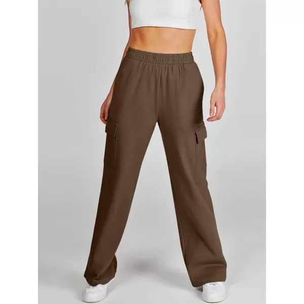 imageANRABESS Womens Cargo Sweatpants Casual Baggy Fleece High Waisted Athletic Lounge PantsBrown