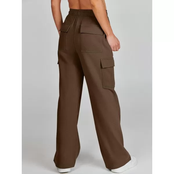 imageANRABESS Womens Cargo Sweatpants Casual Baggy Fleece High Waisted Athletic Lounge PantsBrown