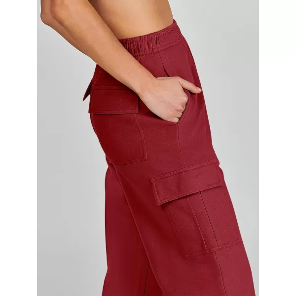 imageANRABESS Womens Cargo Sweatpants Casual Baggy Fleece High Waisted Athletic Lounge PantsBurgundy