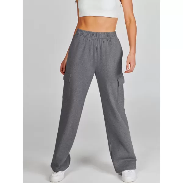 imageANRABESS Womens Cargo Sweatpants Casual Baggy Fleece High Waisted Athletic Lounge PantsDark Grey