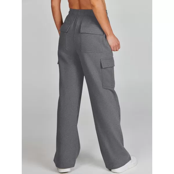 imageANRABESS Womens Cargo Sweatpants Casual Baggy Fleece High Waisted Athletic Lounge PantsDark Grey