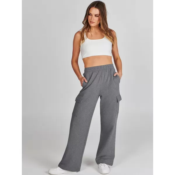 imageANRABESS Womens Cargo Sweatpants Casual Baggy Fleece High Waisted Athletic Lounge PantsDark Grey