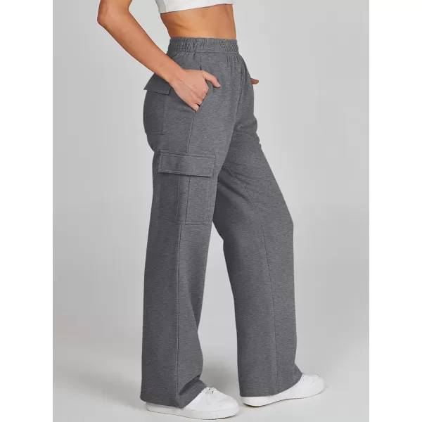 imageANRABESS Womens Cargo Sweatpants Casual Baggy Fleece High Waisted Athletic Lounge PantsDark Grey