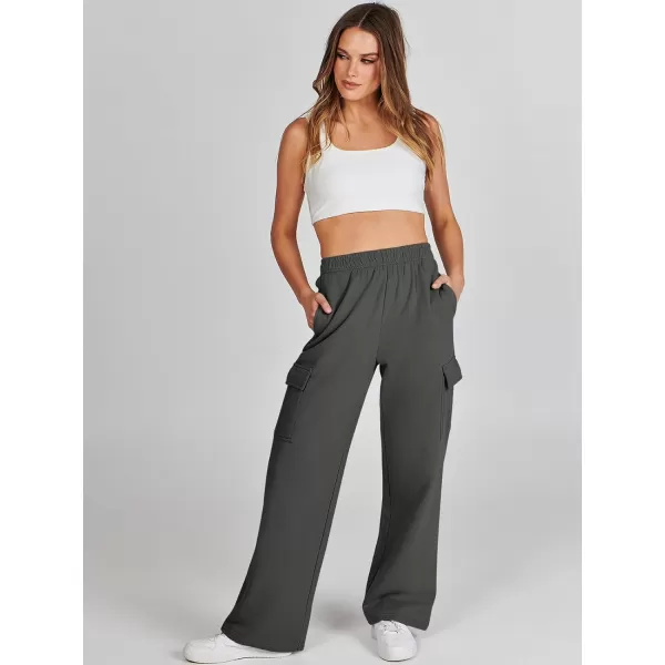 imageANRABESS Womens Cargo Sweatpants Casual Baggy Fleece High Waisted Athletic Lounge PantsGrey