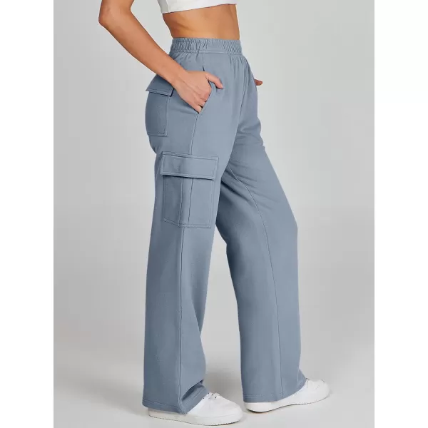 imageANRABESS Womens Cargo Sweatpants Casual Baggy Fleece High Waisted Athletic Lounge PantsGrey Blue