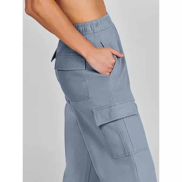 imageANRABESS Womens Cargo Sweatpants Casual Baggy Fleece High Waisted Athletic Lounge PantsGrey Blue