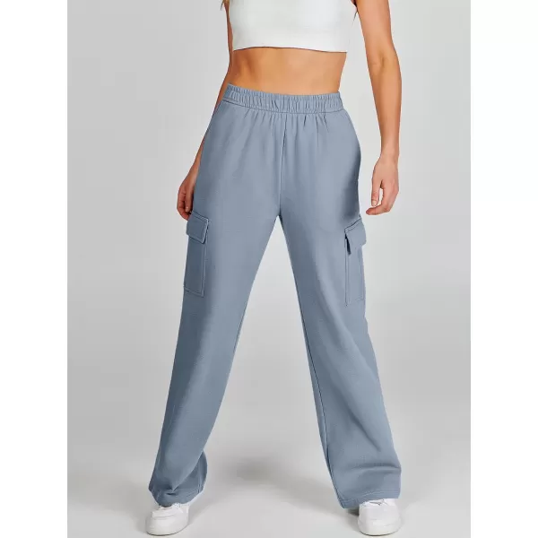 imageANRABESS Womens Cargo Sweatpants Casual Baggy Fleece High Waisted Athletic Lounge PantsGrey Blue