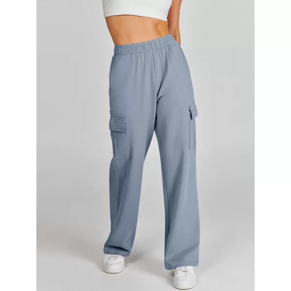 imageANRABESS Womens Cargo Sweatpants Casual Baggy Fleece High Waisted Athletic Lounge PantsGrey Blue