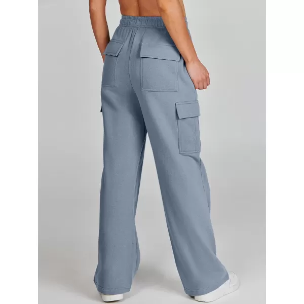 imageANRABESS Womens Cargo Sweatpants Casual Baggy Fleece High Waisted Athletic Lounge PantsGrey Blue