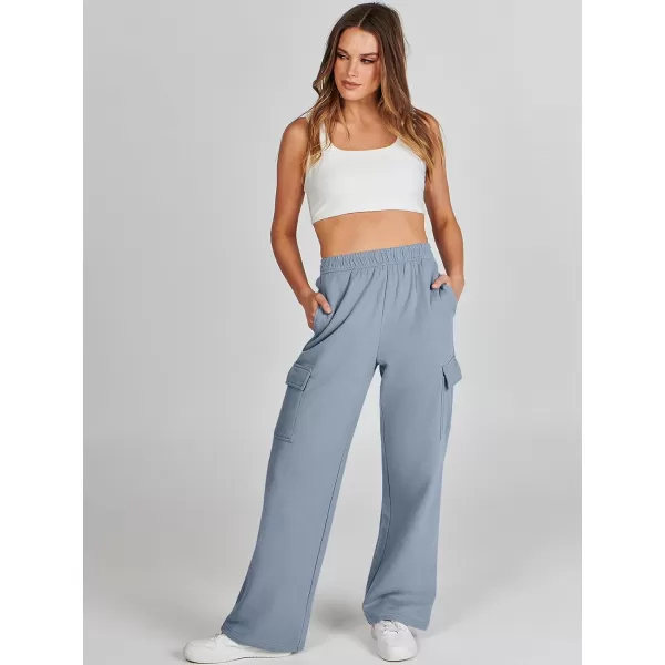 imageANRABESS Womens Cargo Sweatpants Casual Baggy Fleece High Waisted Athletic Lounge PantsGrey Blue