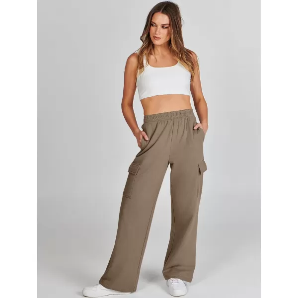 imageANRABESS Womens Cargo Sweatpants Casual Baggy Fleece High Waisted Athletic Lounge PantsKhkai