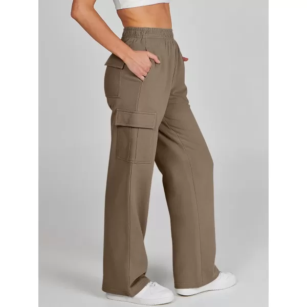 imageANRABESS Womens Cargo Sweatpants Casual Baggy Fleece High Waisted Athletic Lounge PantsKhkai