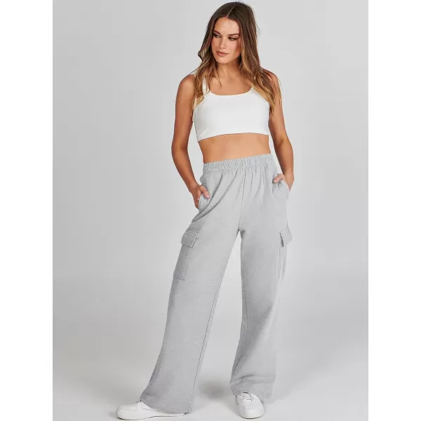 imageANRABESS Womens Cargo Sweatpants Casual Baggy Fleece High Waisted Athletic Lounge PantsLight Grey