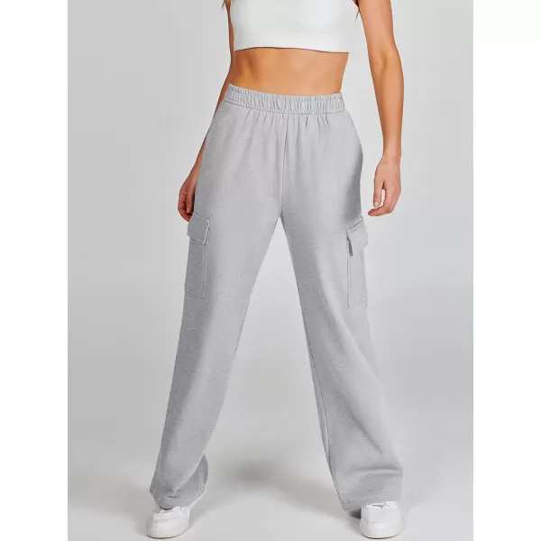 imageANRABESS Womens Cargo Sweatpants Casual Baggy Fleece High Waisted Athletic Lounge PantsLight Grey