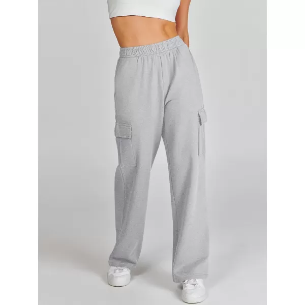 imageANRABESS Womens Cargo Sweatpants Casual Baggy Fleece High Waisted Athletic Lounge PantsLight Grey