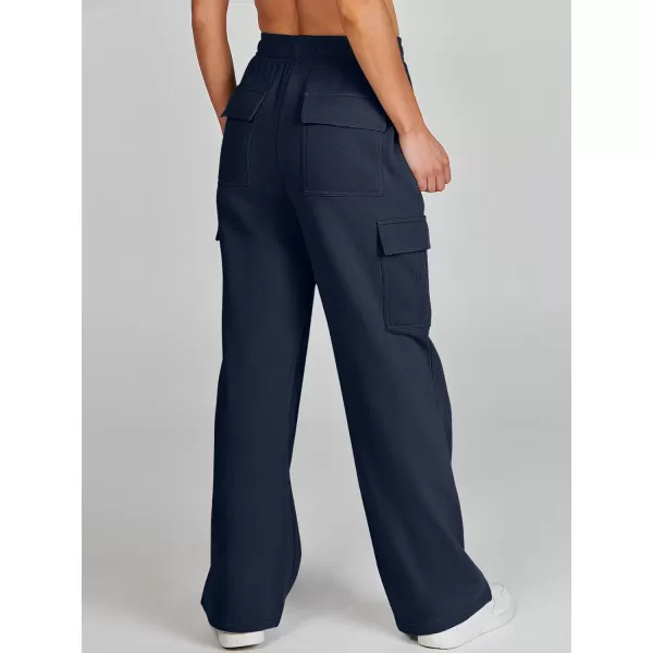 imageANRABESS Womens Cargo Sweatpants Casual Baggy Fleece High Waisted Athletic Lounge PantsNavy Blue