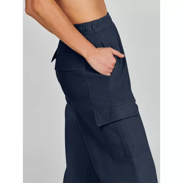 imageANRABESS Womens Cargo Sweatpants Casual Baggy Fleece High Waisted Athletic Lounge PantsNavy Blue