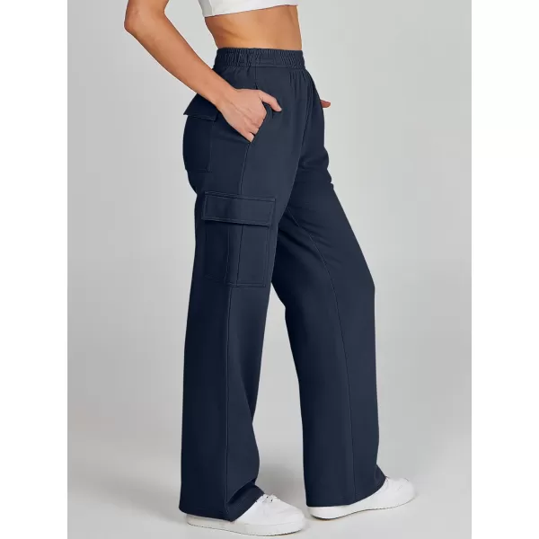 imageANRABESS Womens Cargo Sweatpants Casual Baggy Fleece High Waisted Athletic Lounge PantsNavy Blue