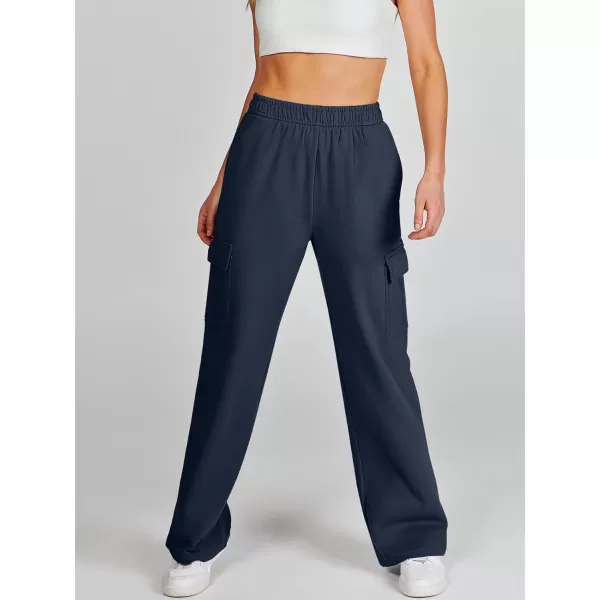 imageANRABESS Womens Cargo Sweatpants Casual Baggy Fleece High Waisted Athletic Lounge PantsNavy Blue