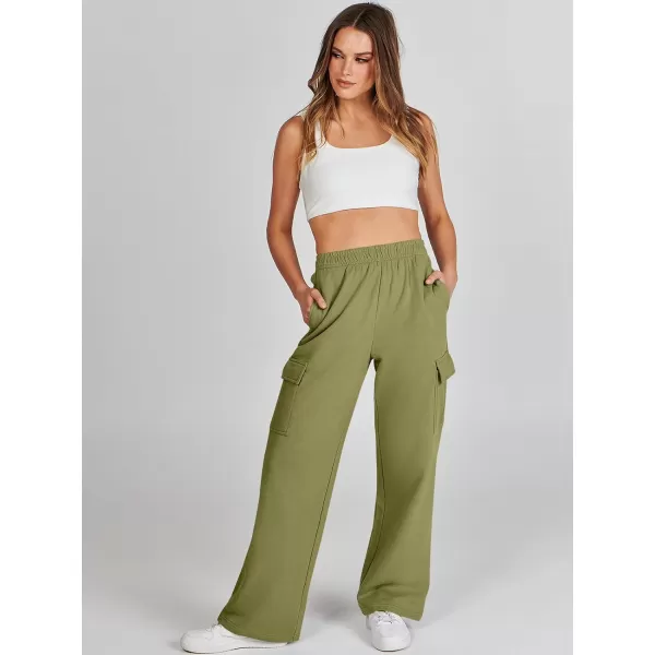 imageANRABESS Womens Cargo Sweatpants Casual Baggy Fleece High Waisted Athletic Lounge PantsPea
