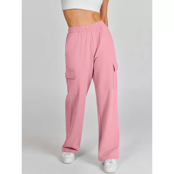 imageANRABESS Womens Cargo Sweatpants Casual Baggy Fleece High Waisted Athletic Lounge PantsPink