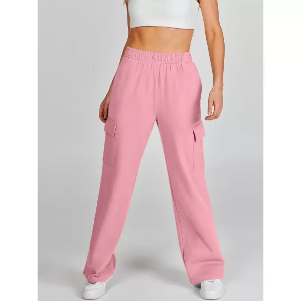 imageANRABESS Womens Cargo Sweatpants Casual Baggy Fleece High Waisted Athletic Lounge PantsPink