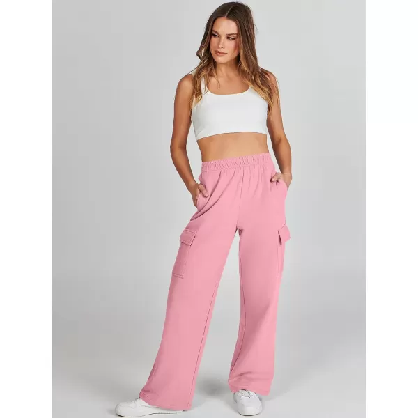imageANRABESS Womens Cargo Sweatpants Casual Baggy Fleece High Waisted Athletic Lounge PantsPink