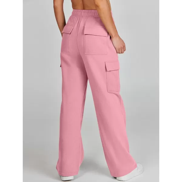 imageANRABESS Womens Cargo Sweatpants Casual Baggy Fleece High Waisted Athletic Lounge PantsPink