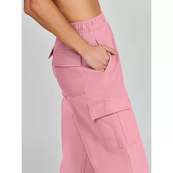 imageANRABESS Womens Cargo Sweatpants Casual Baggy Fleece High Waisted Athletic Lounge PantsPink