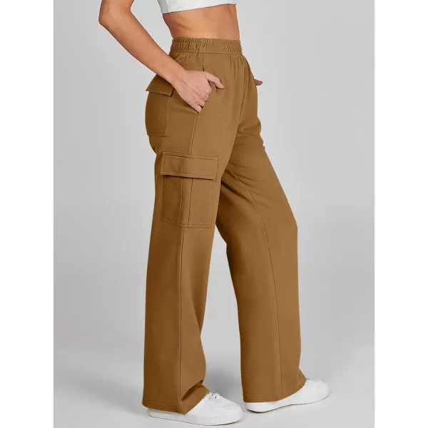 imageANRABESS Womens Cargo Sweatpants Casual Baggy Fleece High Waisted Athletic Lounge PantsRust