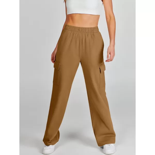 imageANRABESS Womens Cargo Sweatpants Casual Baggy Fleece High Waisted Athletic Lounge PantsRust