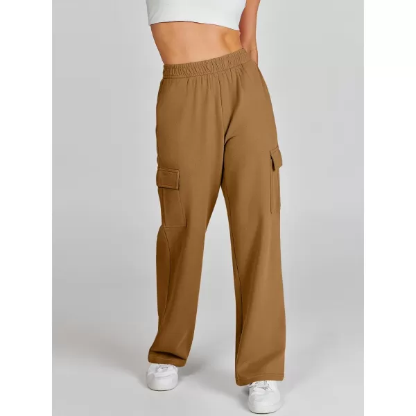 imageANRABESS Womens Cargo Sweatpants Casual Baggy Fleece High Waisted Athletic Lounge PantsRust