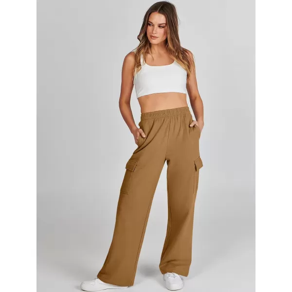imageANRABESS Womens Cargo Sweatpants Casual Baggy Fleece High Waisted Athletic Lounge PantsRust