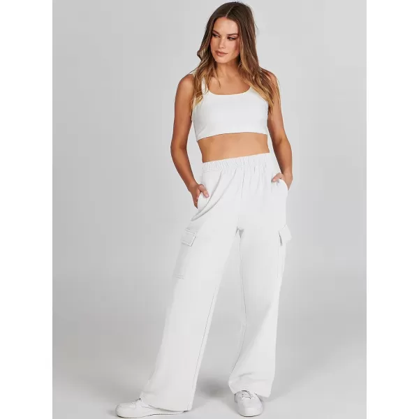imageANRABESS Womens Cargo Sweatpants Casual Baggy Fleece High Waisted Athletic Lounge PantsWhite