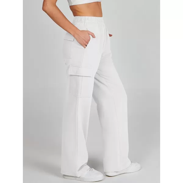imageANRABESS Womens Cargo Sweatpants Casual Baggy Fleece High Waisted Athletic Lounge PantsWhite
