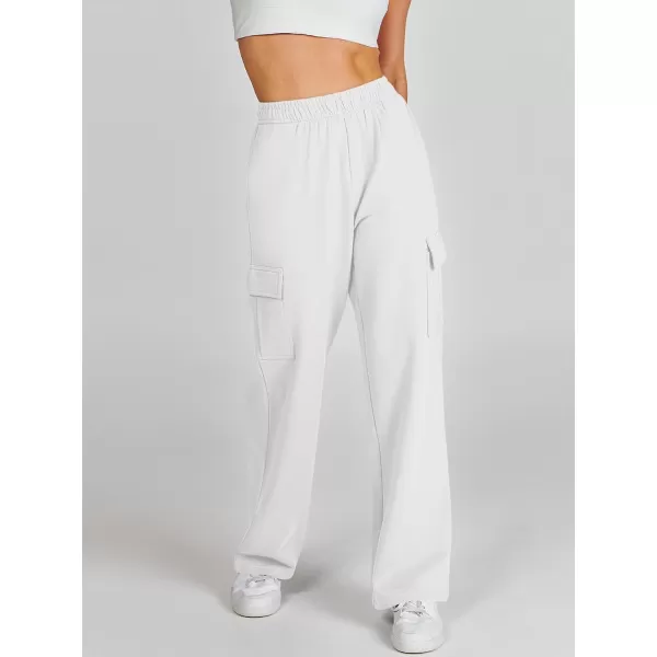 imageANRABESS Womens Cargo Sweatpants Casual Baggy Fleece High Waisted Athletic Lounge PantsWhite