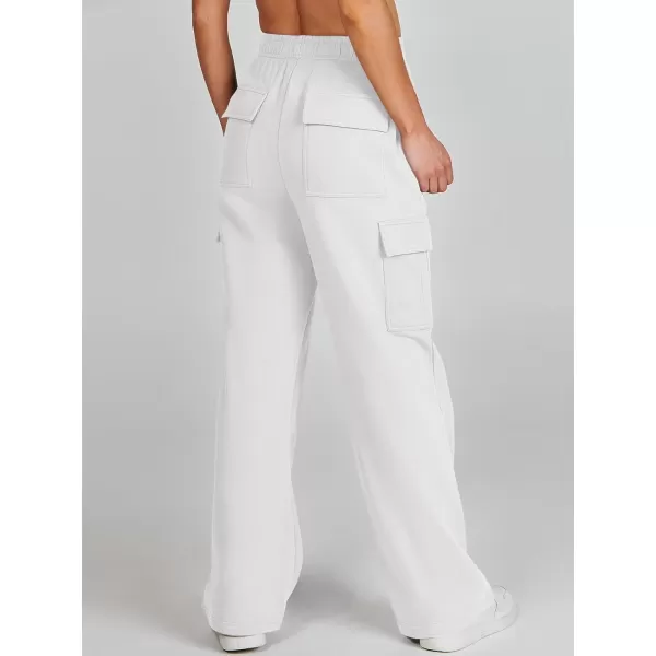 imageANRABESS Womens Cargo Sweatpants Casual Baggy Fleece High Waisted Athletic Lounge PantsWhite