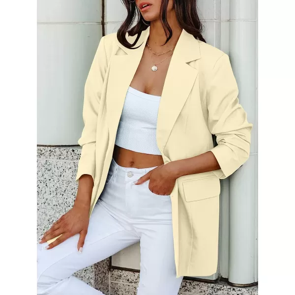 imageANRABESS Womens Casual Button Long Sleeve Lapel Open Front Pad Shoulder Office Blazer Jacket Work SuitApricot