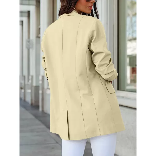 imageANRABESS Womens Casual Button Long Sleeve Lapel Open Front Pad Shoulder Office Blazer Jacket Work SuitApricot