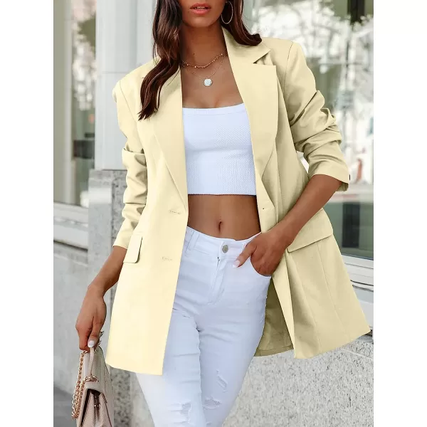 imageANRABESS Womens Casual Button Long Sleeve Lapel Open Front Pad Shoulder Office Blazer Jacket Work SuitApricot