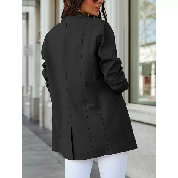 imageANRABESS Womens Casual Button Long Sleeve Lapel Open Front Pad Shoulder Office Blazer Jacket Work SuitBlack