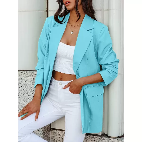 imageANRABESS Womens Casual Button Long Sleeve Lapel Open Front Pad Shoulder Office Blazer Jacket Work SuitBlue