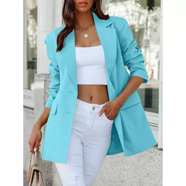 imageANRABESS Womens Casual Button Long Sleeve Lapel Open Front Pad Shoulder Office Blazer Jacket Work SuitBlue