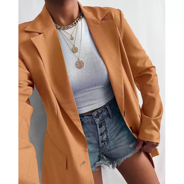 imageANRABESS Womens Casual Button Long Sleeve Lapel Open Front Pad Shoulder Office Blazer Jacket Work SuitCaramel