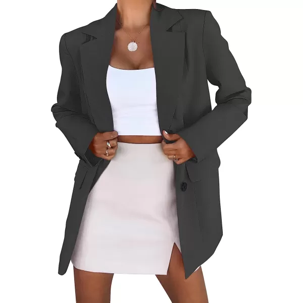 imageANRABESS Womens Casual Button Long Sleeve Lapel Open Front Pad Shoulder Office Blazer Jacket Work SuitGray