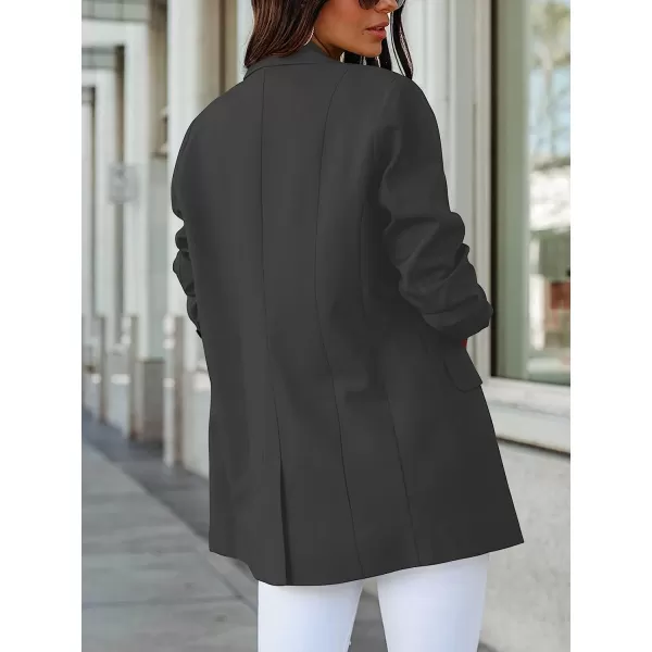 imageANRABESS Womens Casual Button Long Sleeve Lapel Open Front Pad Shoulder Office Blazer Jacket Work SuitGray